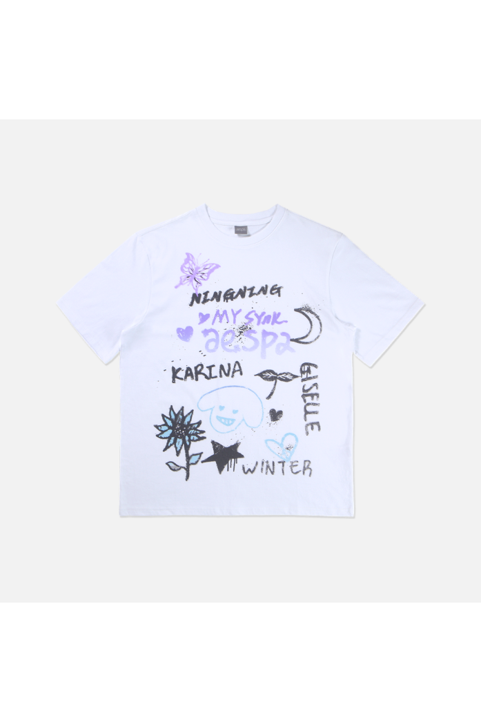 aespa MY SYNK. aespa HANDWRITING T-SHIRT (WHITE)