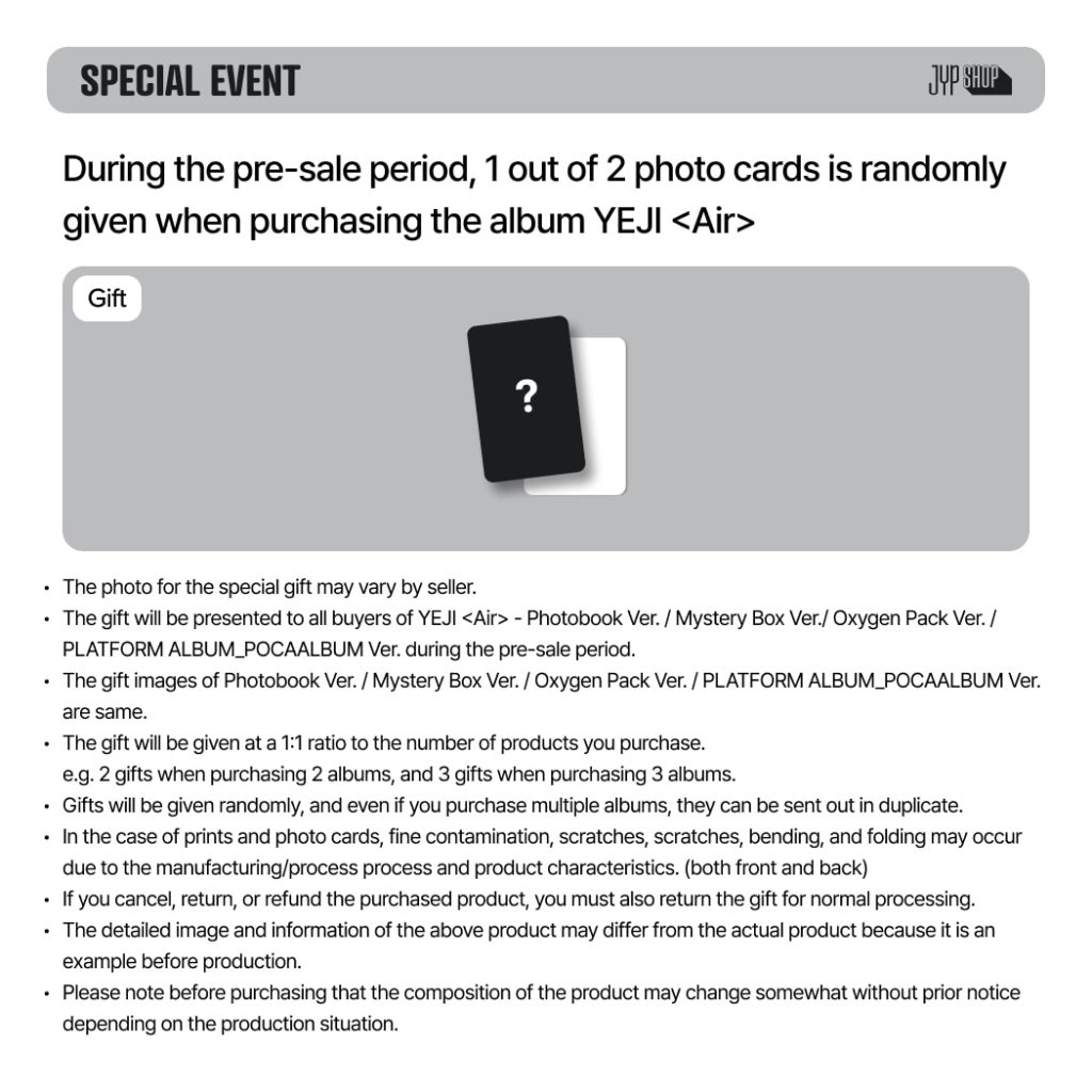 YEJI Air (Photobook Ver.) jypgift1